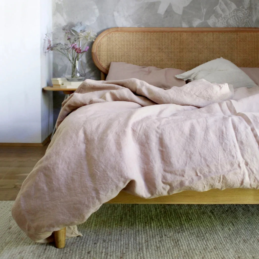 Leinen Bettwäsche Bettbezug in Hellrosa Rosa von Linen Tales Größe 135x200 cm