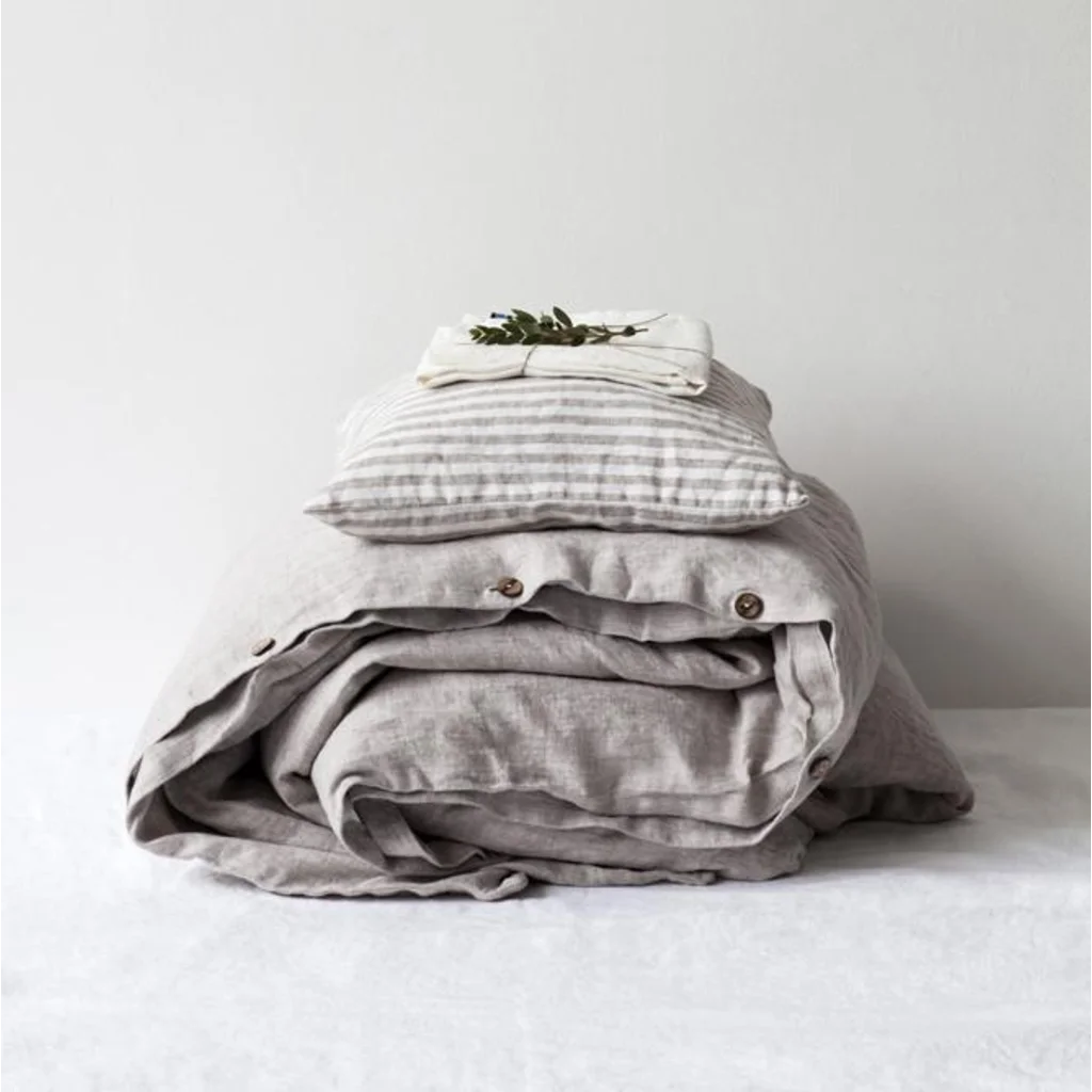 Leinen Bettwäsche Bettbezug in Stein Grau von Linen Tales Größe 155x220 cm