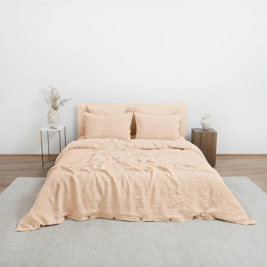 Leinen Bettwäsche Garnitur 3-teilig in Sand von Linen Tales Größe 200x200 + 2x 50x70 cm