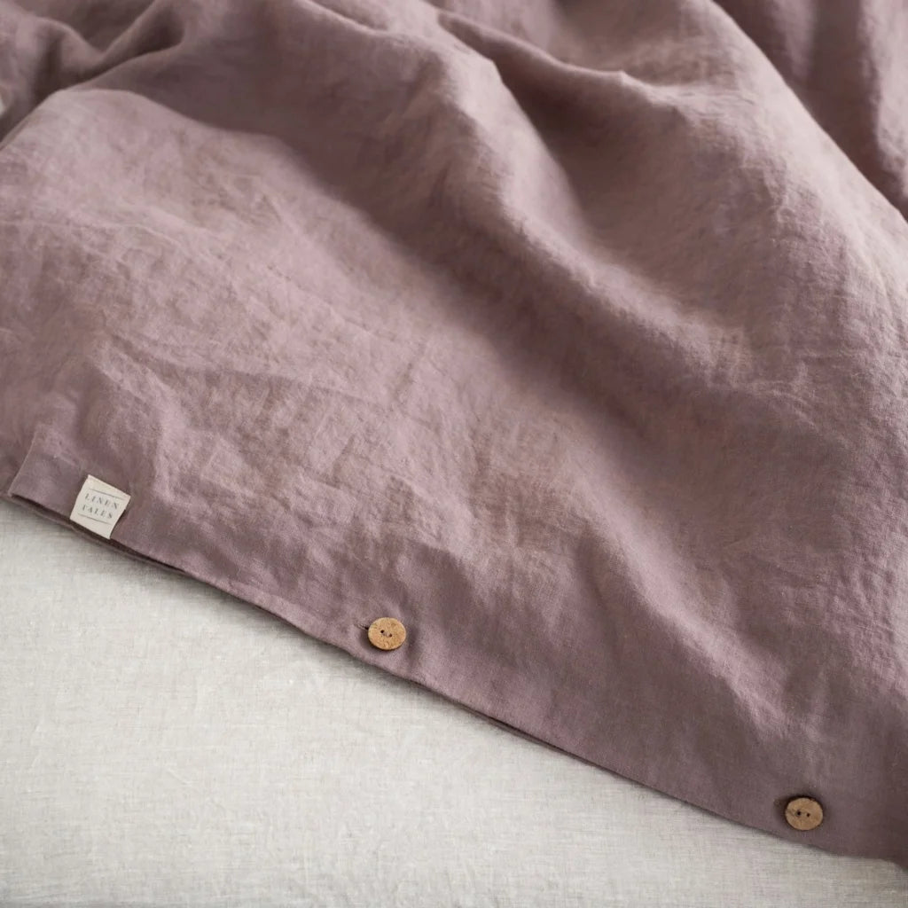 Leinen Bettwäsche Garnitur in Altrosa Rosa von Linen Tales Größe 135x200 + 40x80 cm