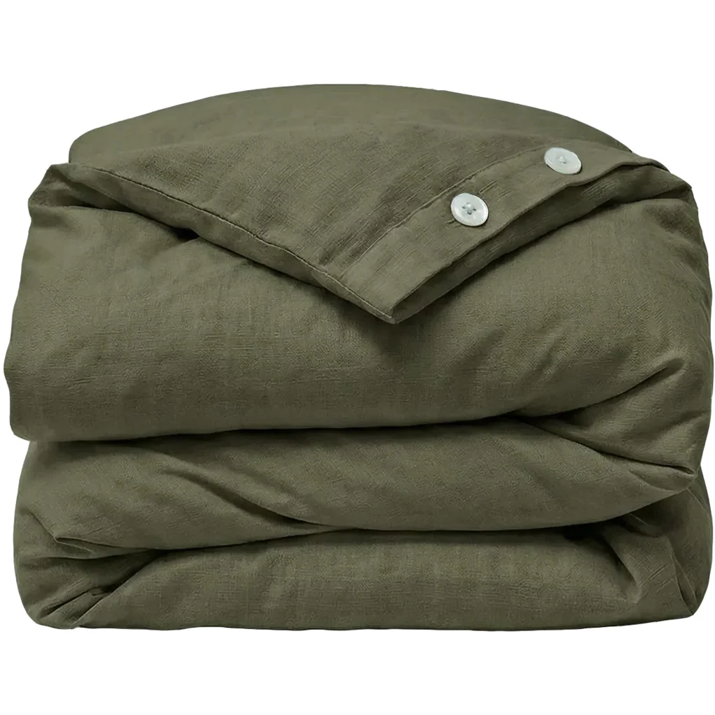 Leinen Bettwäsche Garnitur in Khaki Grün von Erika Vaitkute Größe 155x220 cm + 40x80 cm