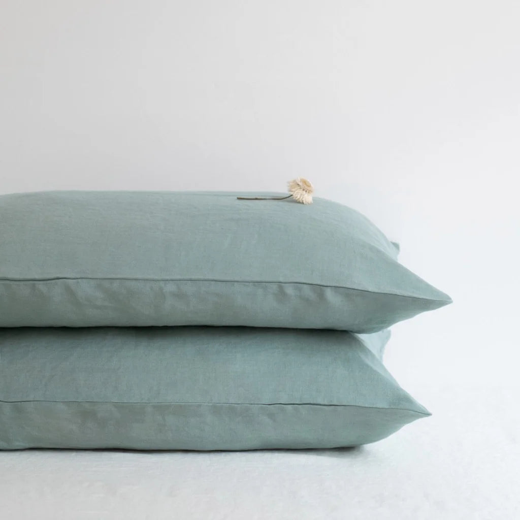 Leinen Bettwäsche Kissenbezug in Mint Grün von Linen Tales Größe 80x80 cm