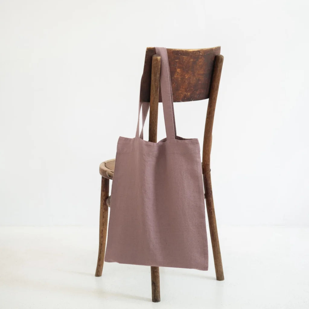Leinen Einkaufstasche in Altrosa Rosa von Linen Tales Größe 38cm breit+ 42 cm lang