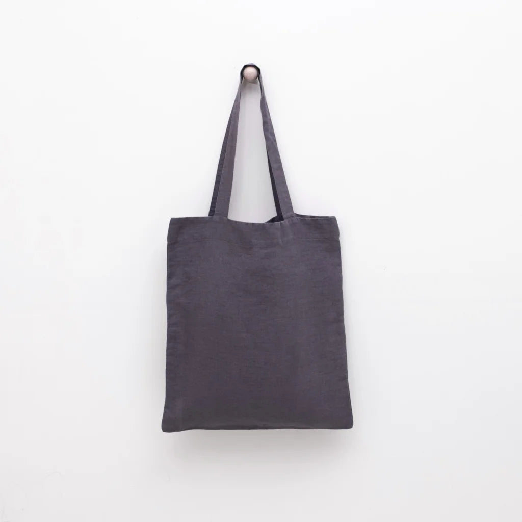 Leinen Einkaufstasche in Anthrazit Grau von Linen Tales Größe 38cm breit+ 42 cm lang