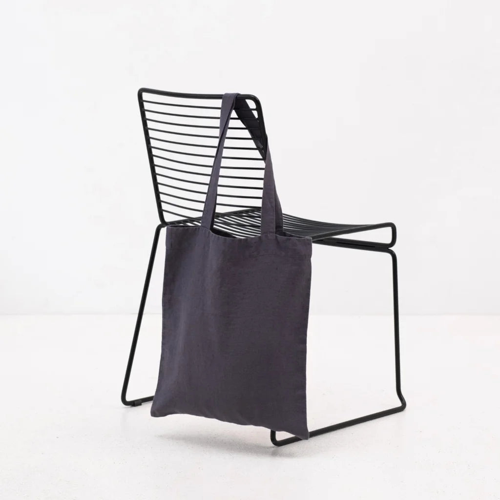 Leinen Einkaufstasche in Anthrazit Grau von Linen Tales Größe 38cm breit+ 42 cm lang