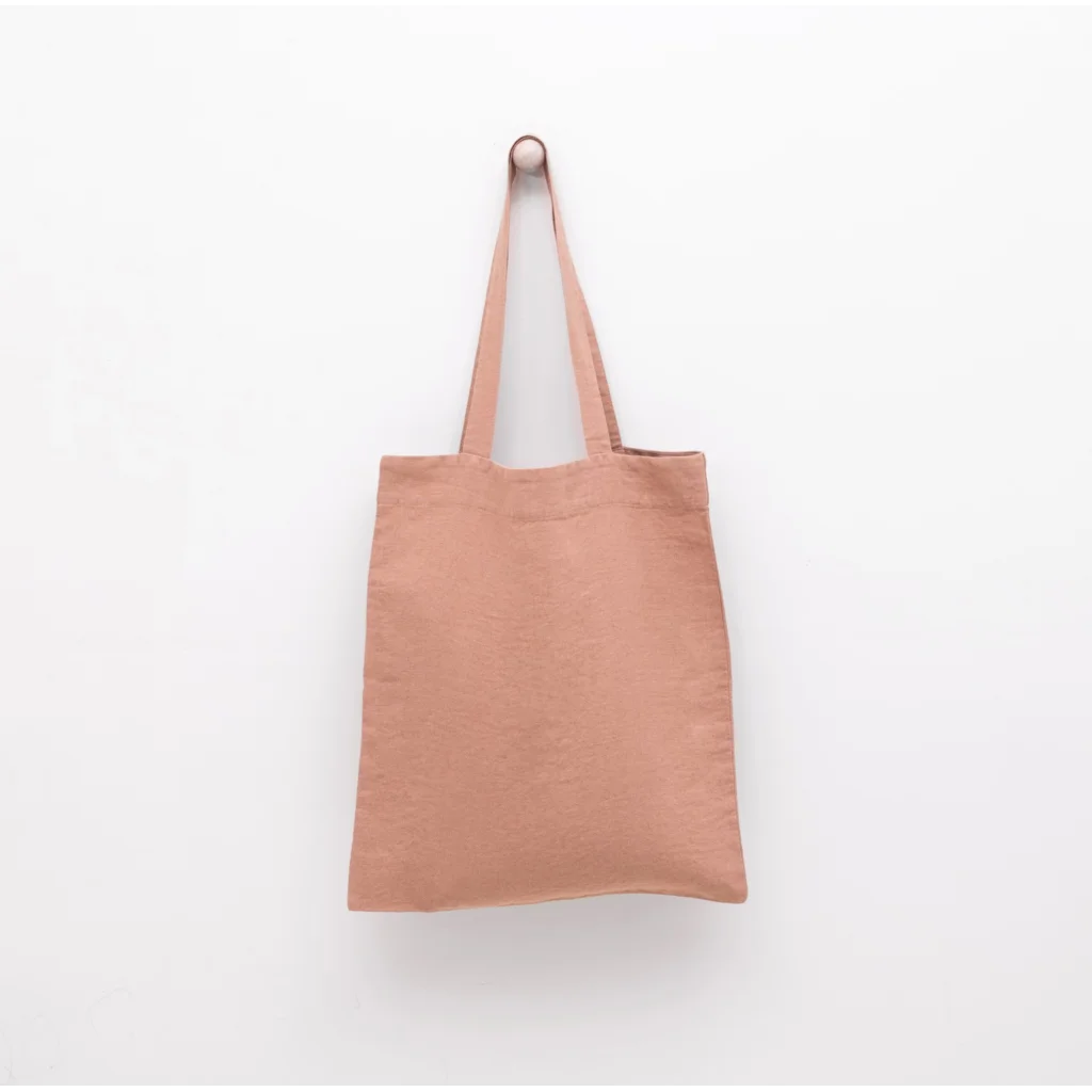 Leinen Einkaufstasche in Apricot Orange von Linen Tales Größe 38cm breit+ 42 cm lang