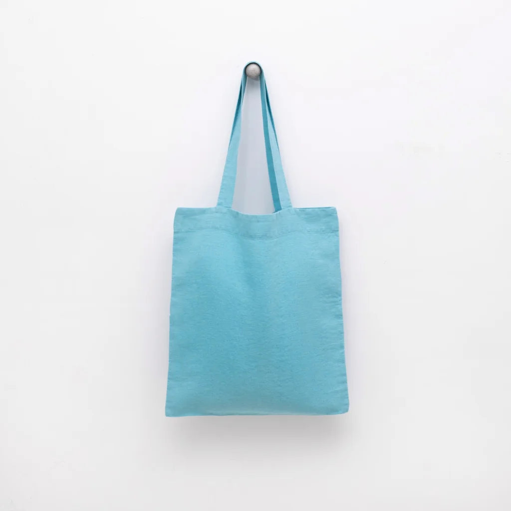 Leinen Einkaufstasche in Atlantik Blau von Linen Tales Größe 38cm breit+ 42 cm lang