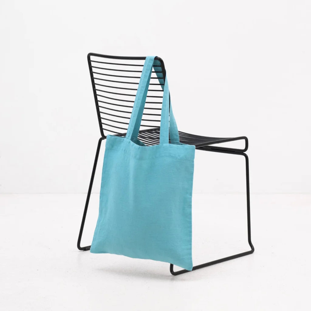 Leinen Einkaufstasche in Atlantik Blau von Linen Tales Größe 38cm breit+ 42 cm lang