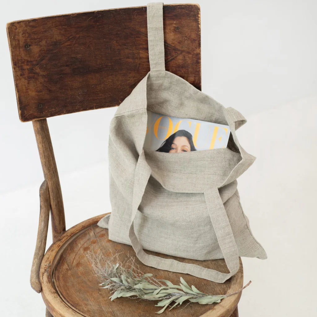 Leinen Einkaufstasche in Beige von Linen Tales Größe 38cm breit+ 42 cm lang