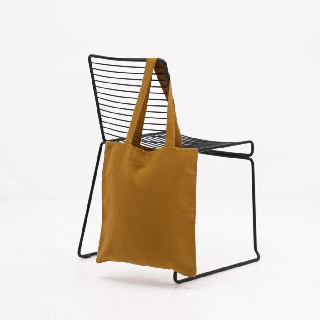 Leinen Einkaufstasche in Bronze Gelb von Linen Tales Größe 38cm breit+ 42 cm lang