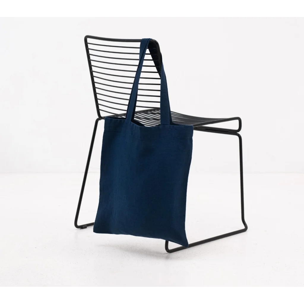 Leinen Einkaufstasche in Dunkelblau Blau von Linen Tales Größe 38cm breit+ 42 cm lang