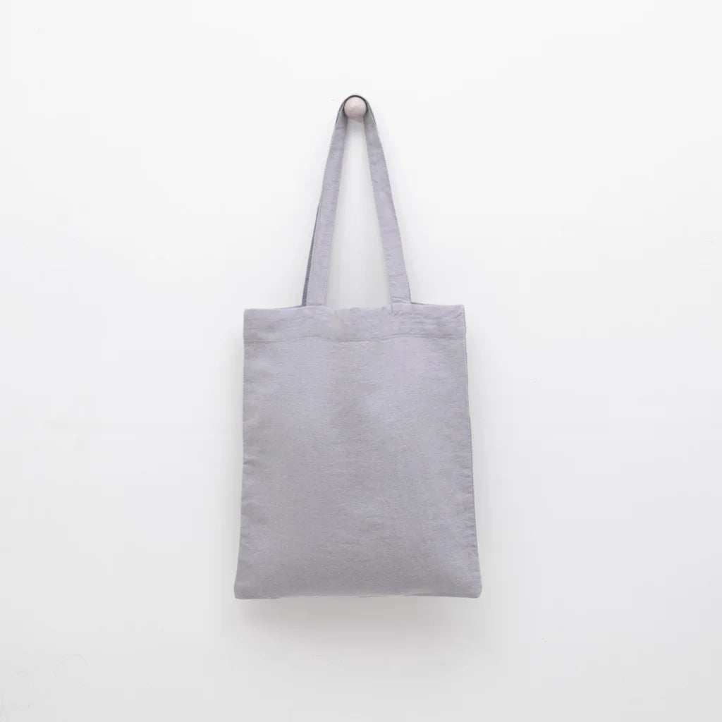 Leinen Einkaufstasche in Hellgrau Grau von Linen Tales Größe 38cm breit+ 42 cm lang