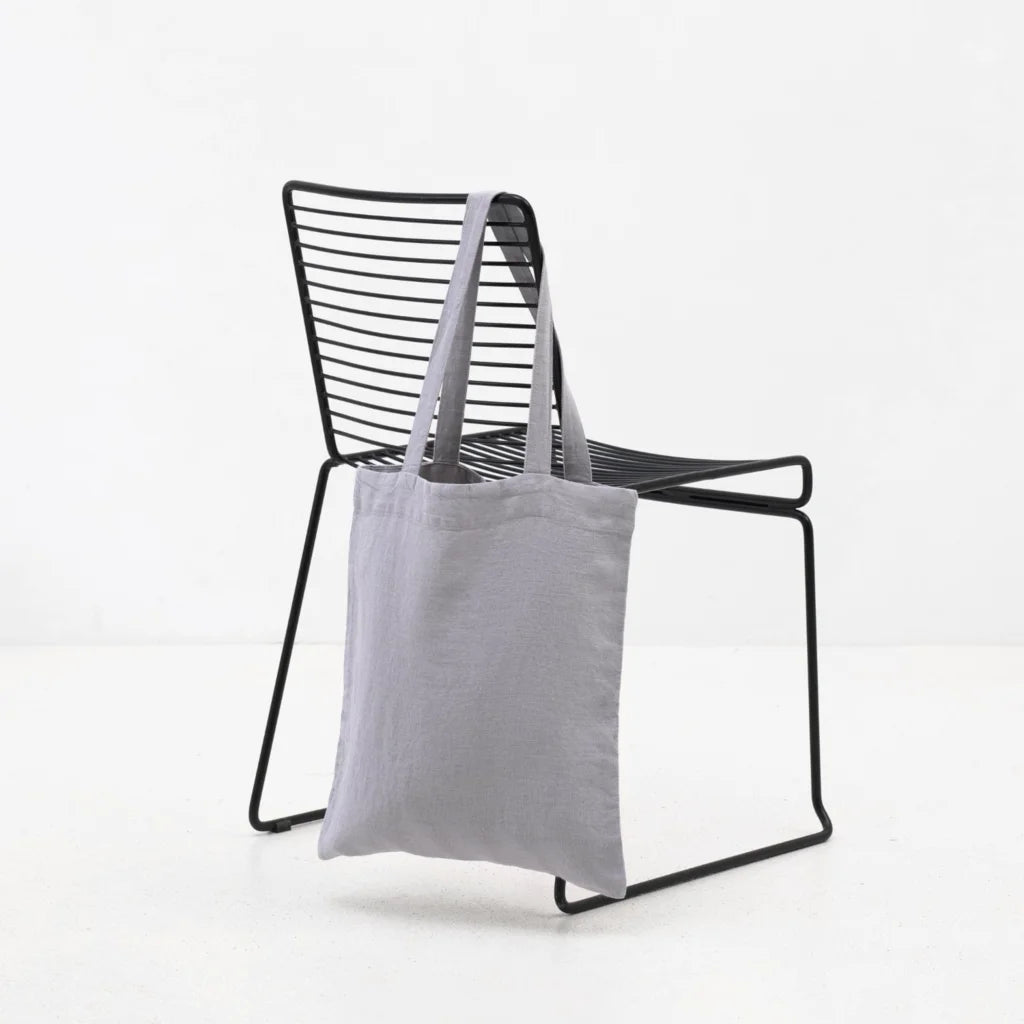 Leinen Einkaufstasche in Hellgrau Grau von Linen Tales Größe 38cm breit+ 42 cm lang