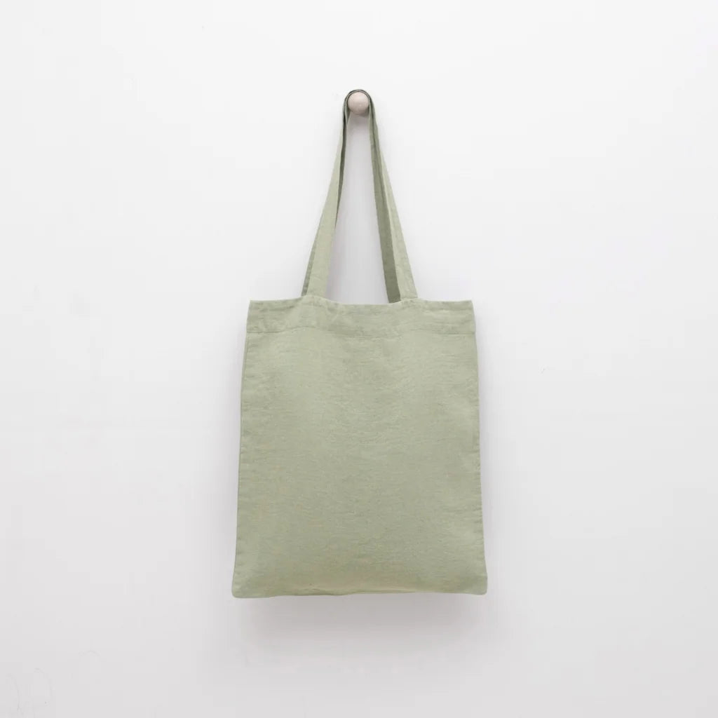 Leinen Einkaufstasche in Hellgrün Grün von Linen Tales Größe 38cm breit+ 42 cm lang
