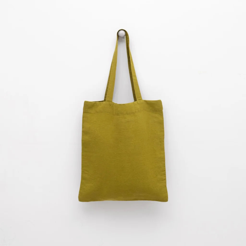 Leinen Einkaufstasche in Moosgrün Grün von Linen Tales Größe 38 cm breit+ 42 cm lang