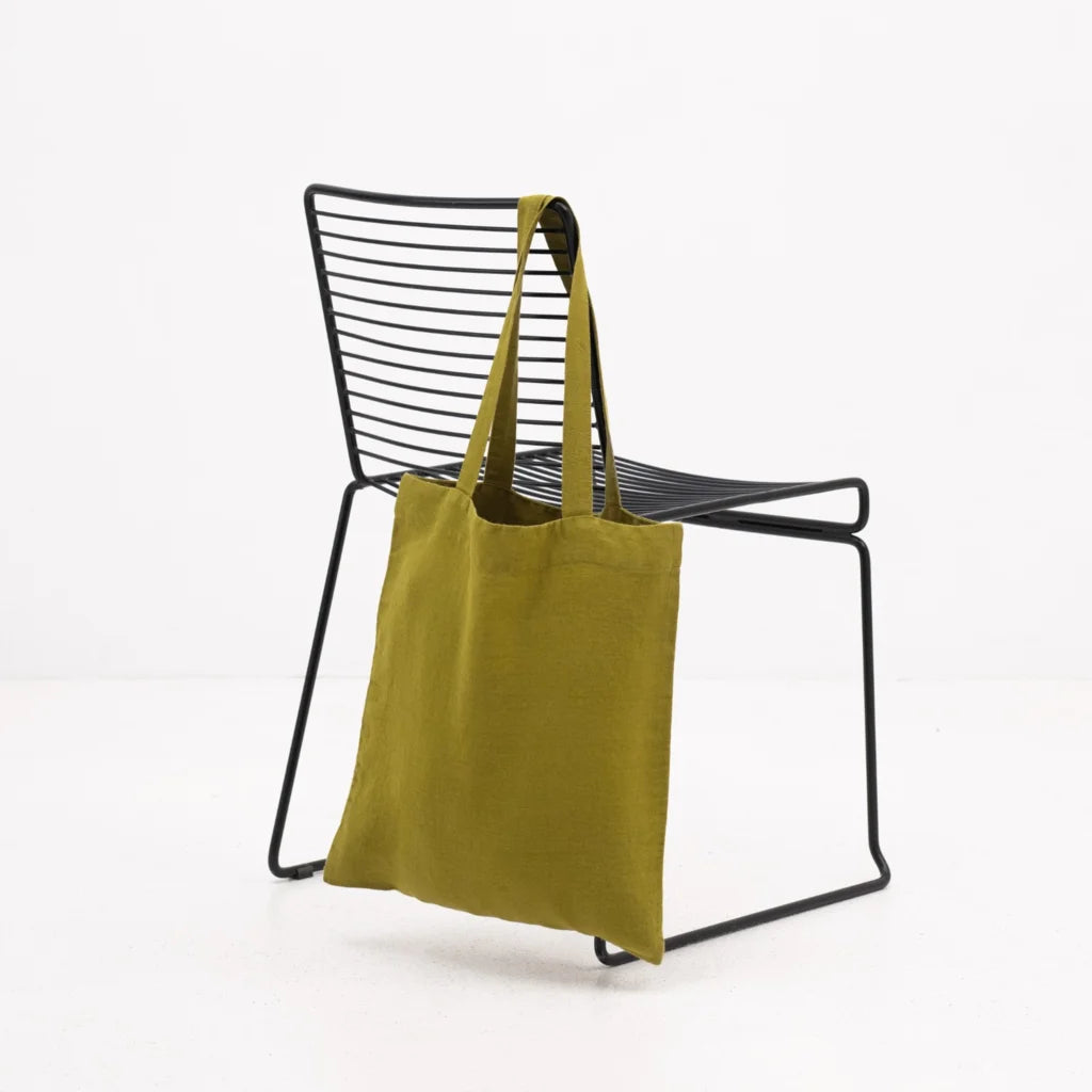 Leinen Einkaufstasche in Moosgrün Grün von Linen Tales Größe 38cm breit+ 42 cm lang