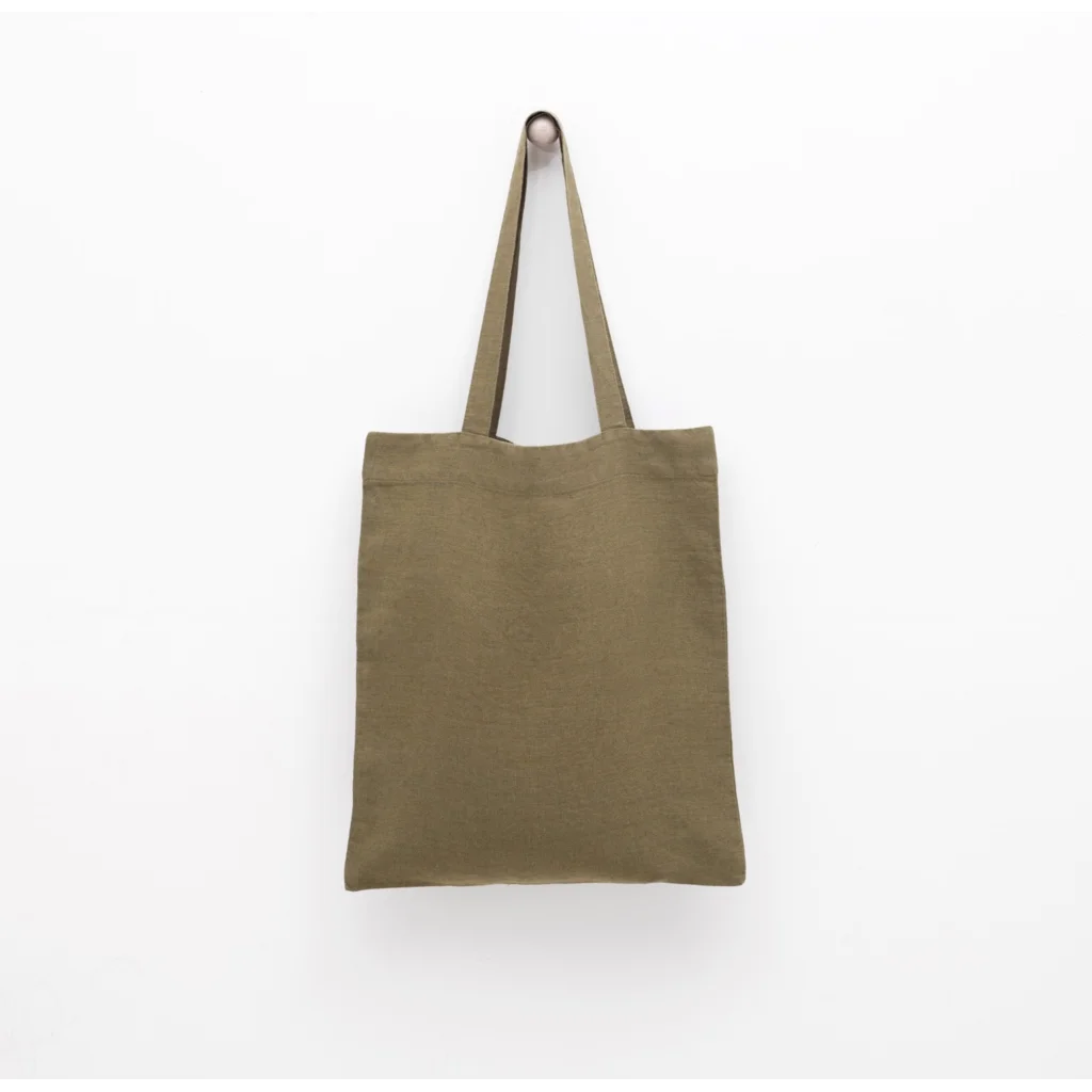 Leinen Einkaufstasche in Olive Grün von Linen Tales Größe 38cm breit+ 42 cm lang