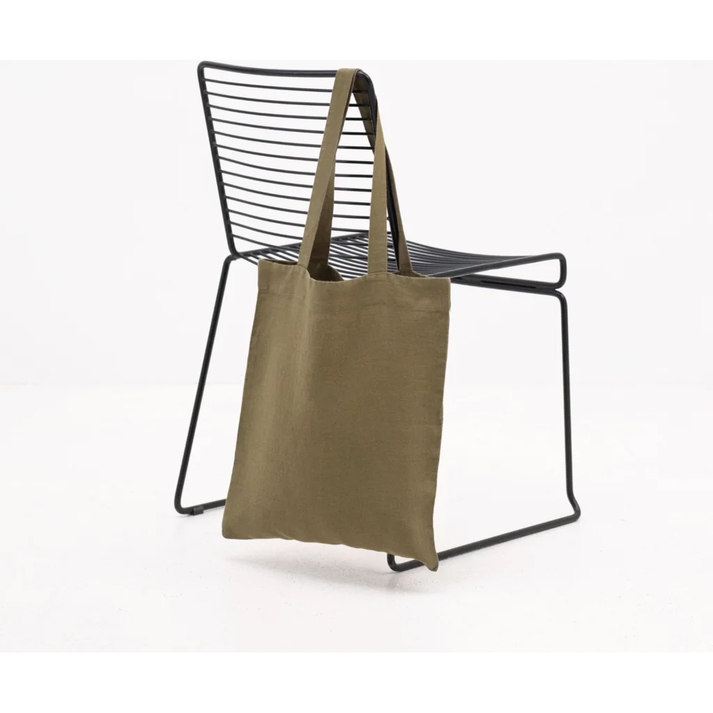 Leinen Einkaufstasche in Olive Grün von Linen Tales Größe 38cm breit+ 42 cm lang