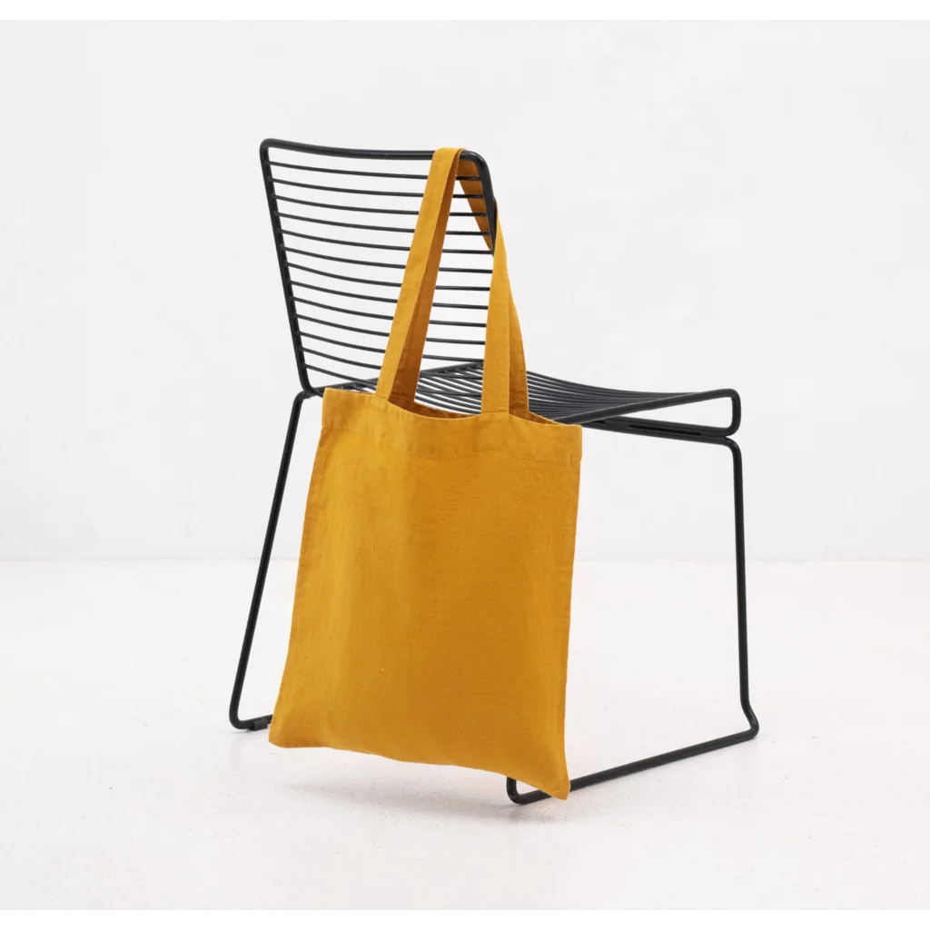 Leinen Einkaufstasche in Orange von Linen Tales Größe 38cm breit+ 42 cm lang