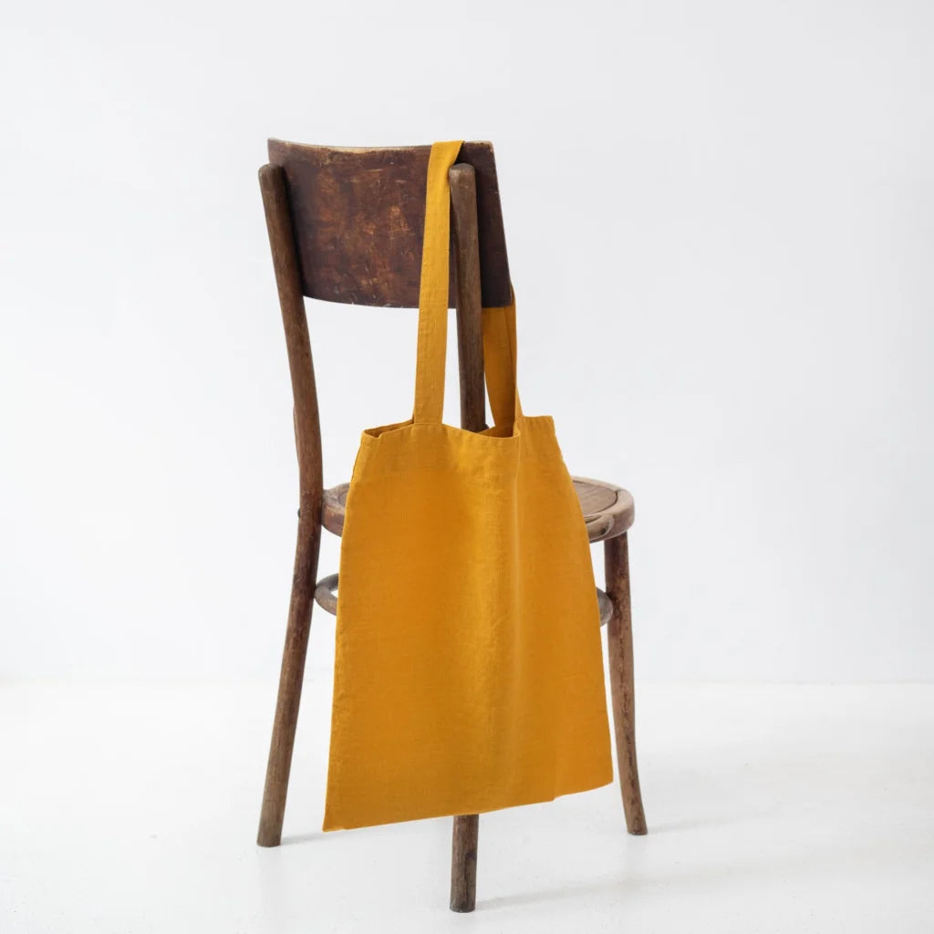 Leinen Einkaufstasche in Orange von Linen Tales Größe 38cm breit+ 42 cm lang