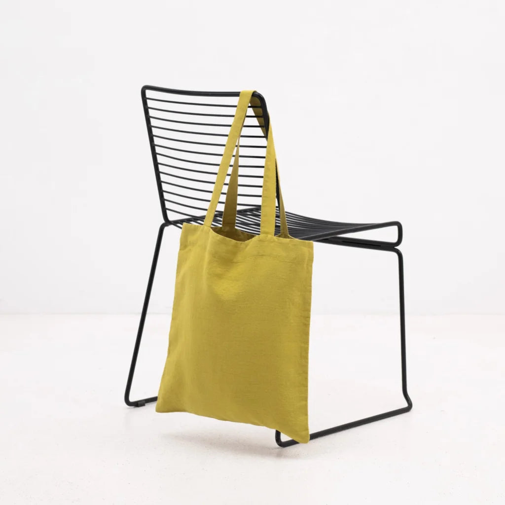 Leinen Einkaufstasche in Senfgelb Gelb von Linen Tales Größe 38cm breit+ 42 cm lang