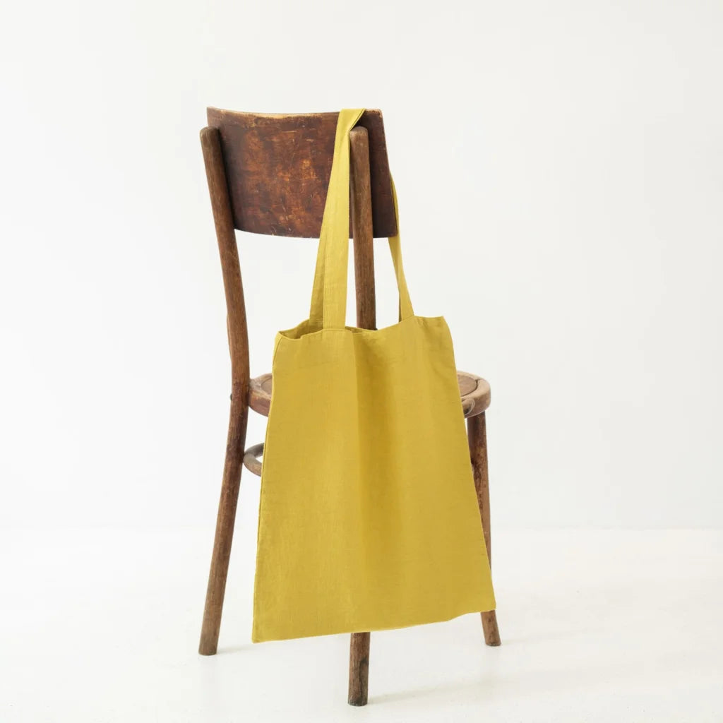 Leinen Einkaufstasche in Senfgelb Gelb von Linen Tales Größe 38cm breit+ 42 cm lang