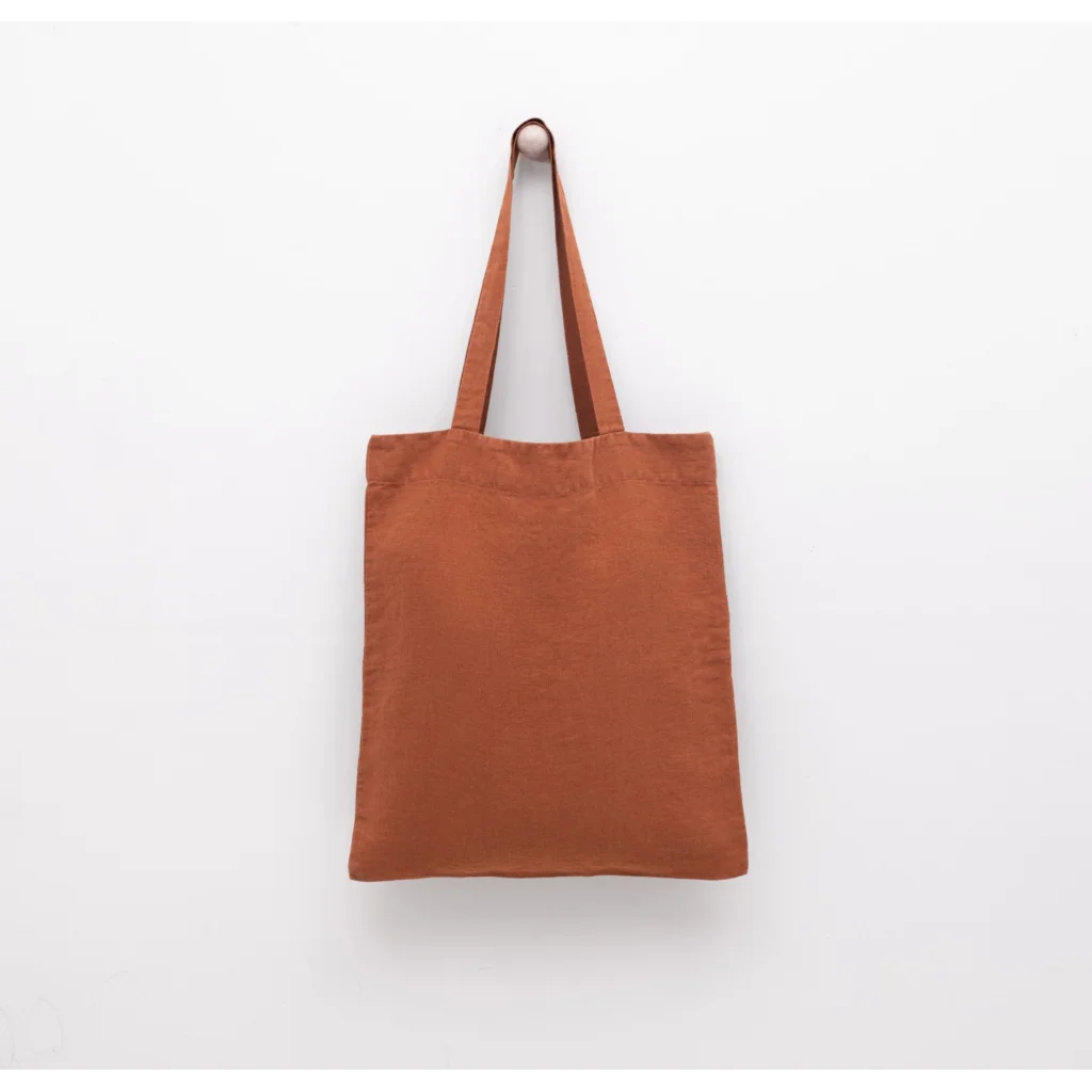 Leinen Einkaufstasche in Terra Orange von Linen Tales Größe 38cm breit+ 42 cm lang