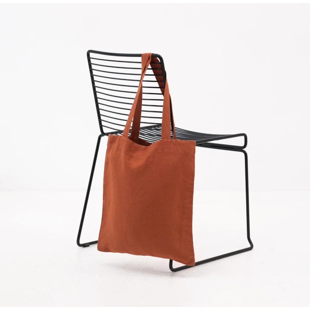 Leinen Einkaufstasche in Terra Orange von Linen Tales Größe 38cm breit+ 42 cm lang