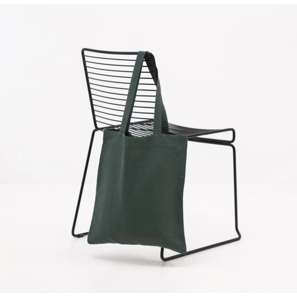 Leinen Einkaufstasche in Waldgrün Grün von Linen Tales Größe 38cm breit+ 42 cm lang