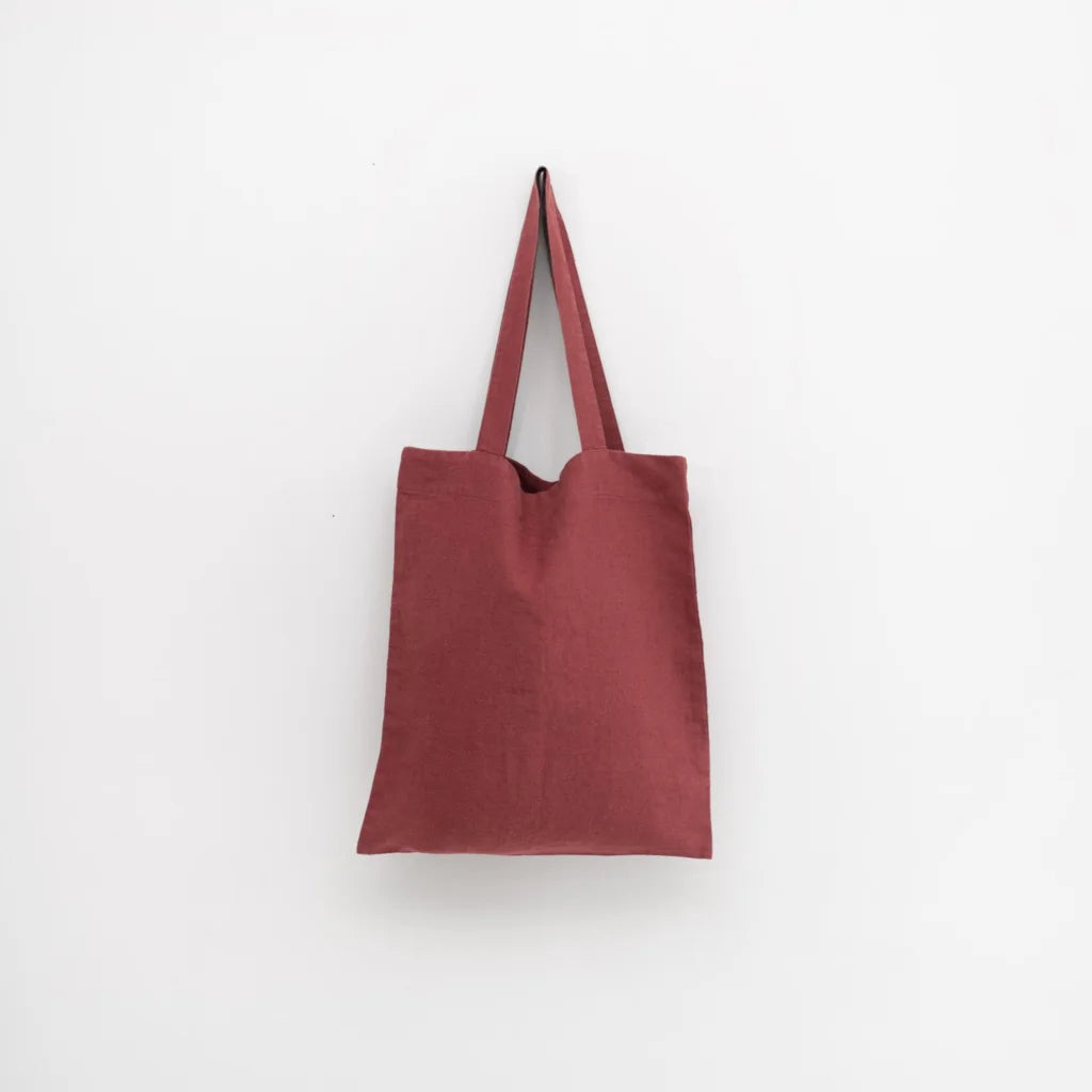 Leinen Einkaufstasche in Weinrot Rot von Linen Tales Größe 38cm breit+ 42 cm lang