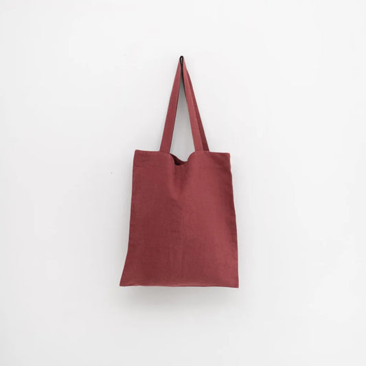 Leinen Einkaufstasche in Weinrot Rot von Linen Tales Größe 38cm breit+ 42 cm lang