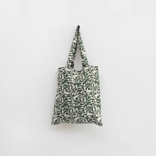Leinen Einkaufstasche Ranke in Grün+Beige Muster Ranke von Linen Tales Größe 38 cm breit+ 42 cm lang