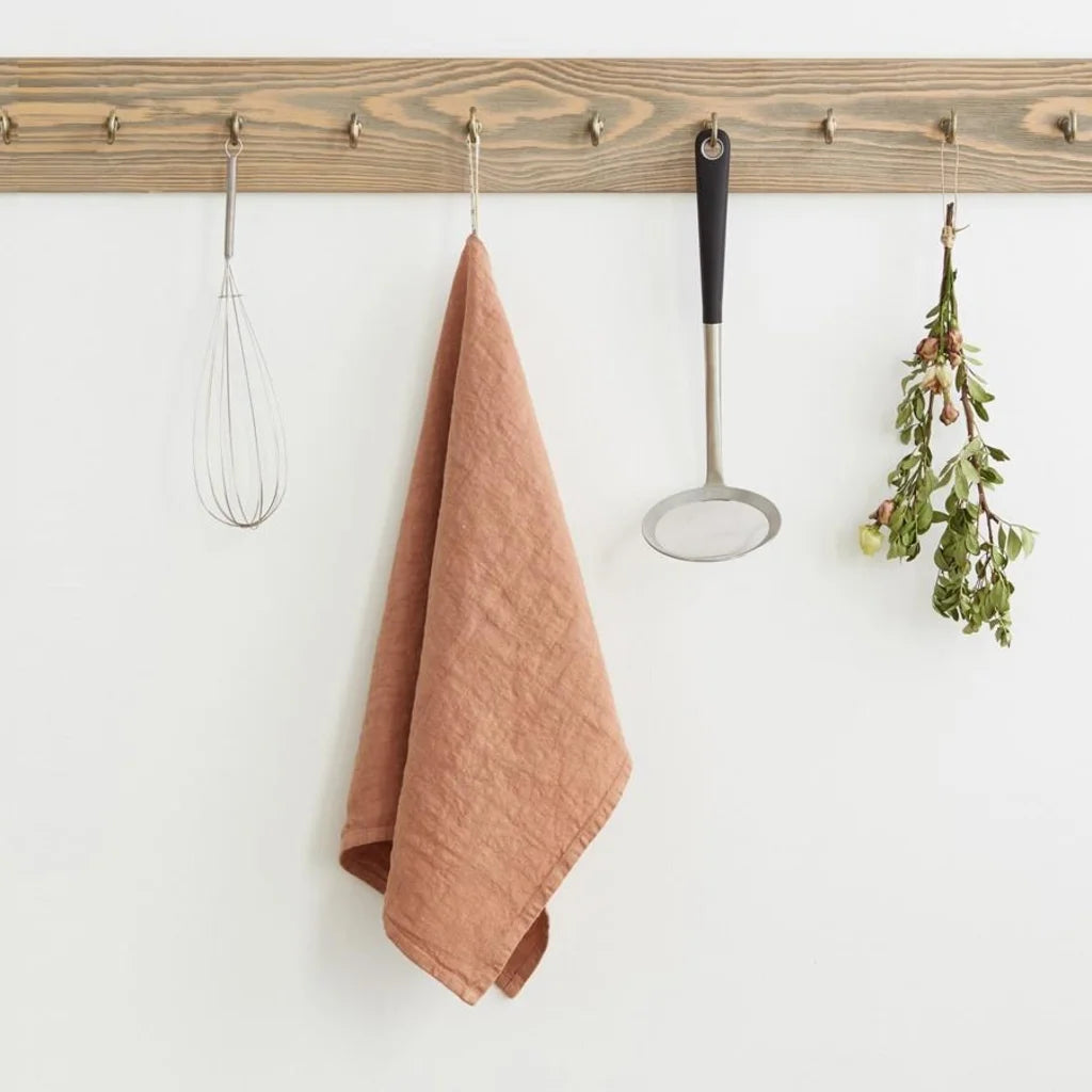 Leinen Geschirrtuch 2er-Pack in Apricot Orange von Linen Tales Größe 45x65 cm