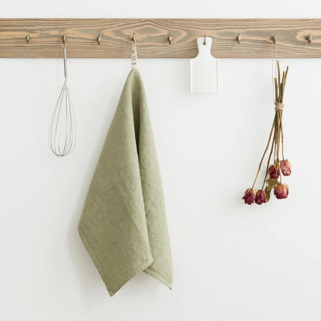 Leinen Geschirrtuch 2er-Pack in Hellgrün Grün von Linen Tales Größe 45x65 cm