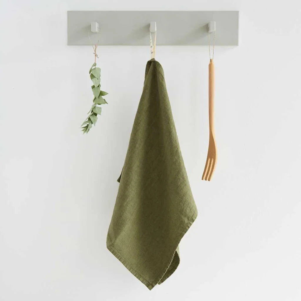 Leinen Geschirrtuch 2er-Pack in Olive Grün von Linen Tales Größe 45x65 cm