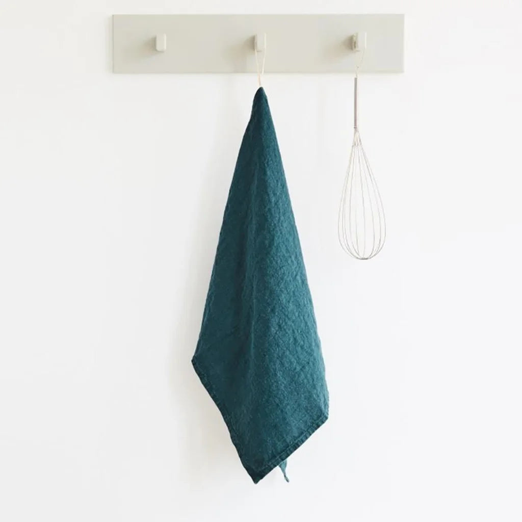Leinen Geschirrtuch 2er-Pack in Petrol Blau von Linen Tales Größe 45x65 cm