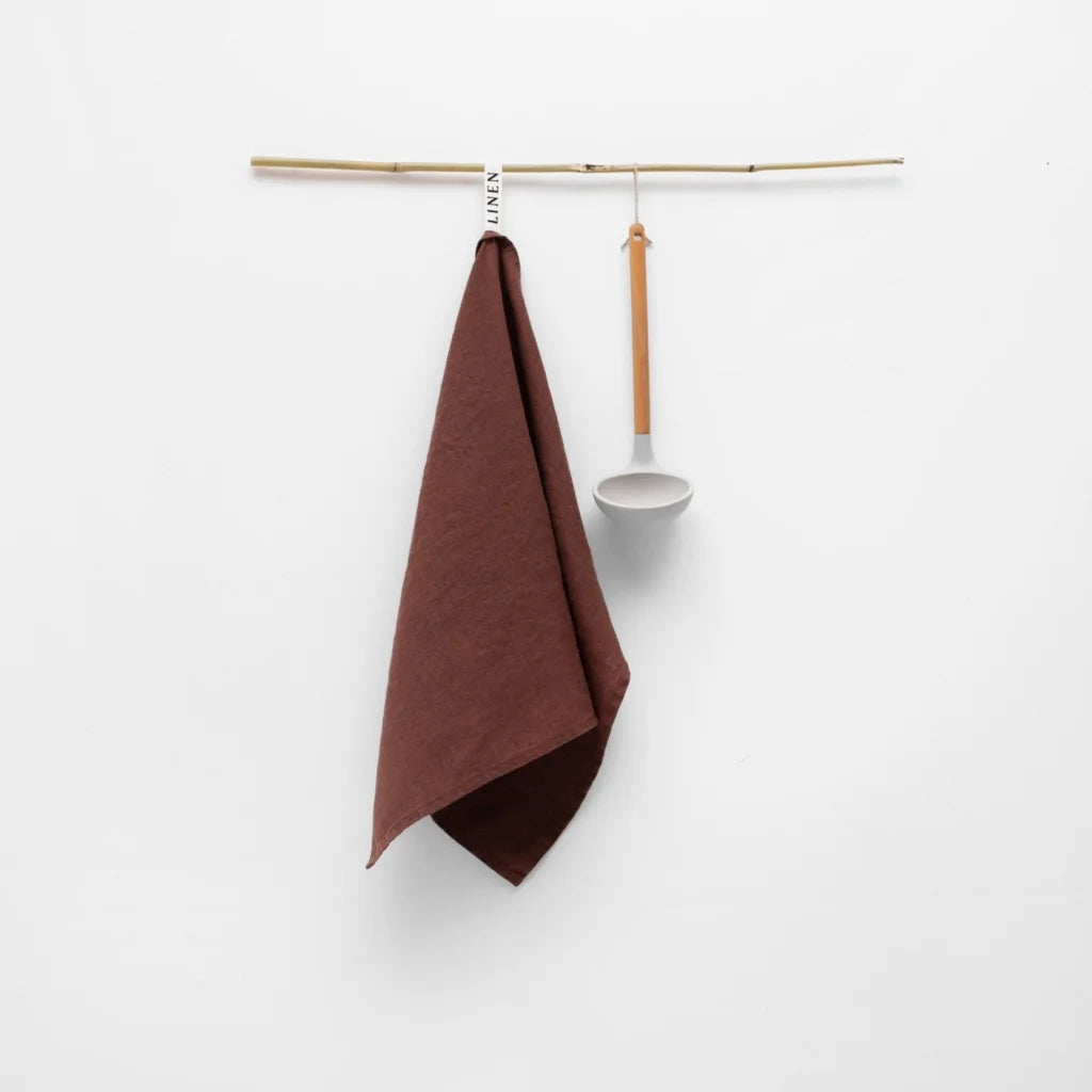 Leinen Geschirrtuch 2er-Pack in Schokolade Braun von Linen Tales Größe 45x65 cm