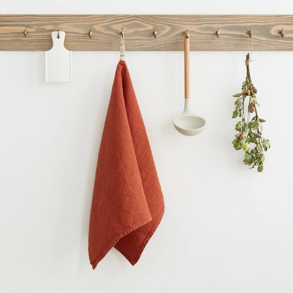 Leinen Geschirrtuch 2er-Pack in Terra Orange von Linen Tales Größe 45x65 cm