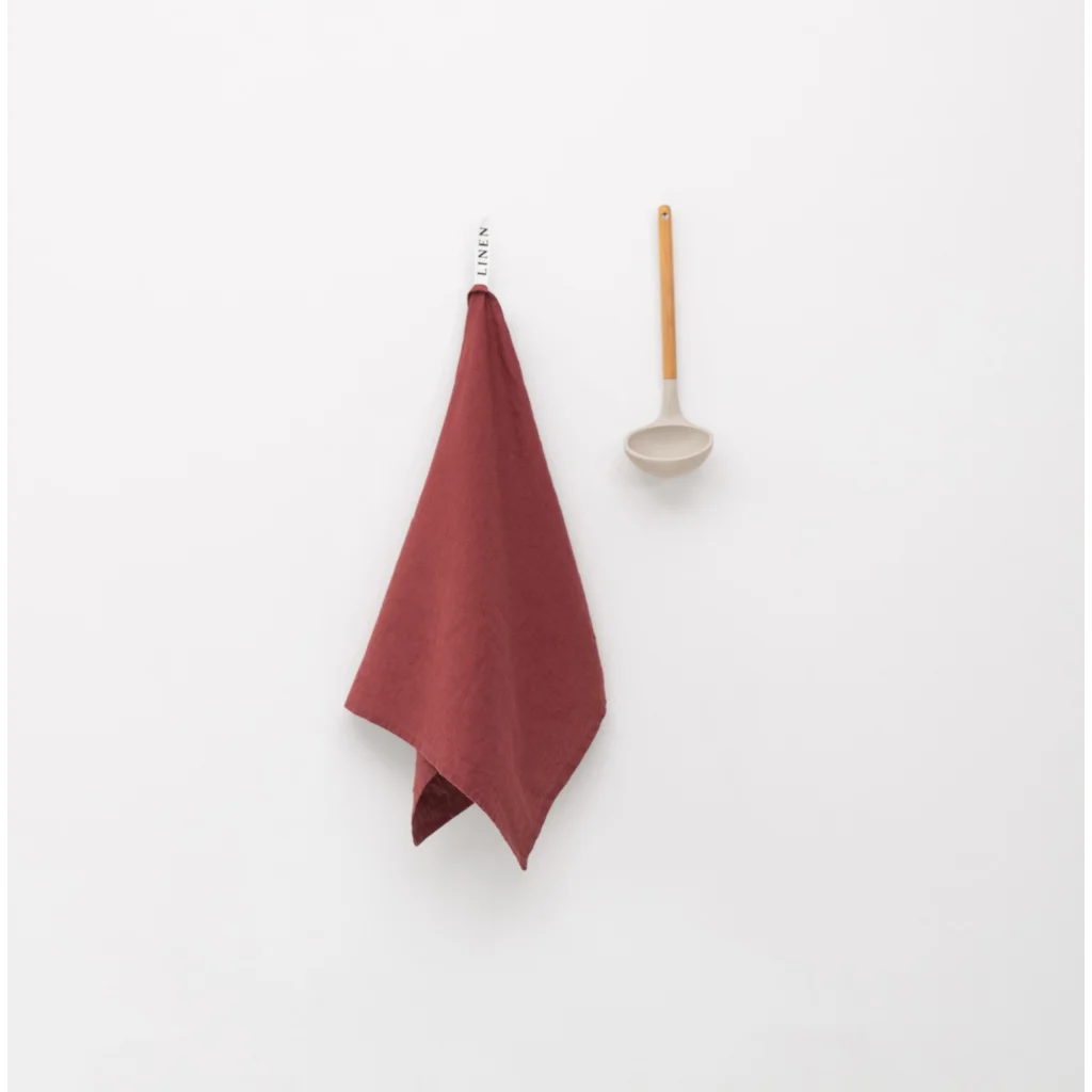 Leinen Geschirrtuch 2er-Pack in Weinrot Rot von Linen Tales Größe 45x65 cm