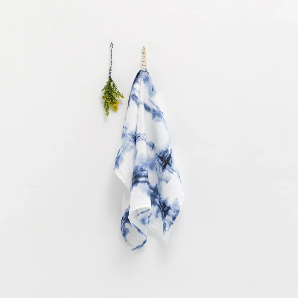 Leinen Geschirrtuch Farbverlauf 2er-Pack in Weiß+Blau Muster Farbverlauf von Linen Tales Größe 45x65 cm