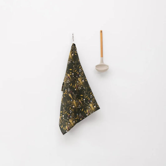 Leinen Geschirrtuch Gräser 2er-Pack in Dunkelgrün+Gelb Grün+Gelb Muster Gräser von Linen Tales Größe 45x65 cm