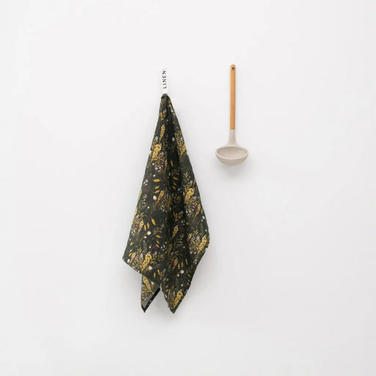 Leinen Geschirrtuch Gräser 2er-Pack in Dunkelgrün+Gelb Grün+Gelb Muster Gräser von Linen Tales Größe 45x65 cm
