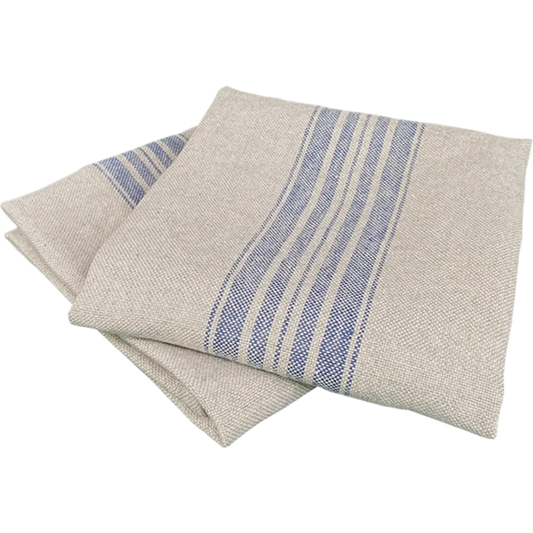 Leinen Geschirrtuch JARA 2er-Pack in Beige+Blau Muster Streifen von Erika Vaitkute Größe 43x70 cm
