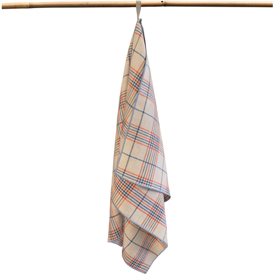 Leinen Geschirrtuch ULA 2er-Pack in Beige+Rot+Blau Muster Karo von Erika Vaitkute Größe 47x70 cm