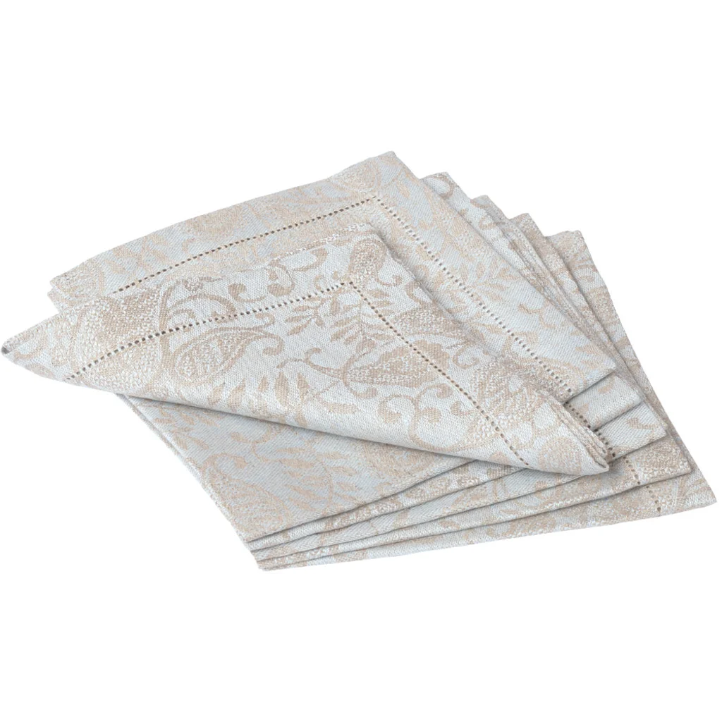 Leinen Jacquard Stoffserviette AGILA 6er-Pack in Hellblau Blau Muster Paisley von Erika Vaitkute Größe 42x42 cm
