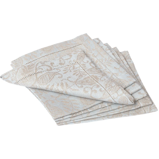 Leinen Jacquard Stoffserviette AGILA 6er-Pack in Hellblau Blau Muster Paisley von Erika Vaitkute Größe 42x42 cm