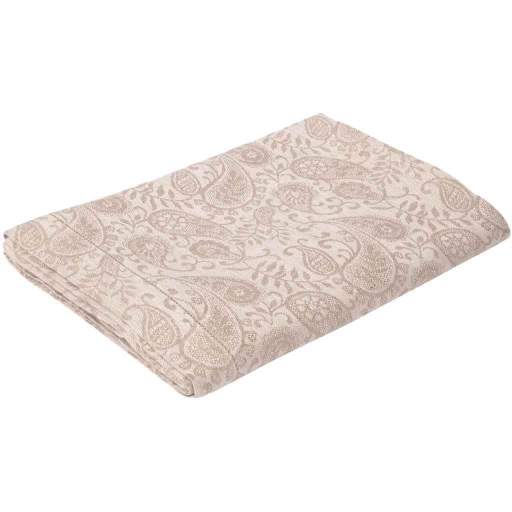 Leinen Jacquard Tischdecke AGILA in Beige Muster Paisley von Erika Vaitkute Größe 90x90 cm