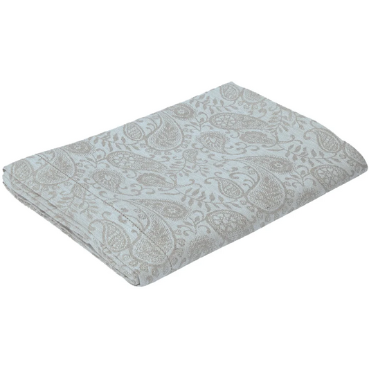 Leinen Jacquard Tischdecke AGILA in Hellblau Blau Muster Paisley von Erika Vaitkute Größe 90x90 cm
