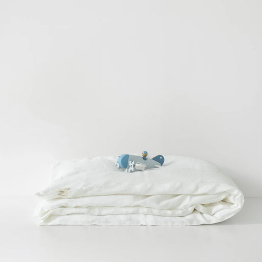 Leinen Kinder-Bettwäsche Bettbezug in Weiß von Linen Tales Größe 140x200 cm