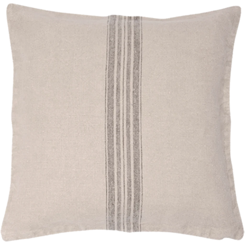 Leinen Kissenhülle JARA 2er-Pack in Beige+Anthrazit Beige+Grau Muster Streifen von Erika Vaitkute Größe 40x40 cm